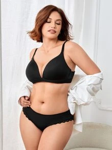 Plus Contrast Lace Cut-out Panty - Black - View 6