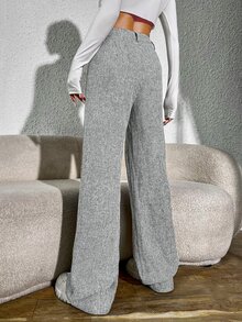 SHEIN EZwear High Waist Wide Leg Pants - Grey - View 2