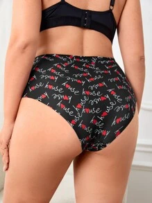 Plus Letter Graphic Panty - Black - View 2