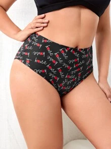 Plus Letter Graphic Panty - Black - View 3