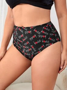 Plus Letter Graphic Panty - Black - View 4
