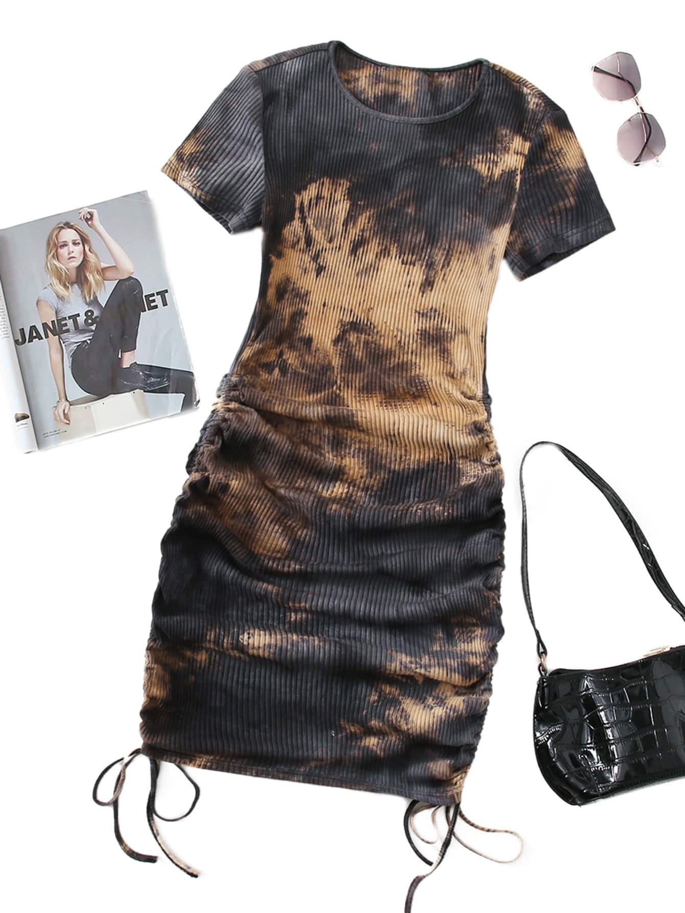 Váy bó sát nhiều màu nhuộm loang lổ cỡ lớn theo phong cách Wasteland (nhuộm loang ngẫu nhiên) cho mùa hè - Nhiều màu - Xem 1