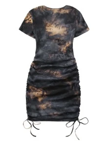 Váy bó sát nhiều màu nhuộm loang lổ cỡ lớn theo phong cách Wasteland (nhuộm loang ngẫu nhiên) cho mùa hè - Nhiều màu - Xem 2