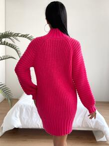 SHEIN Essnce High Neck Raglan Sleeve Jumper Dress - Hot Pink - View 2