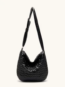 心衍縫流浪包 - 黑色 - 查看 1