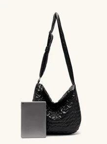 心衍縫流浪包 - 黑色 - 查看 3