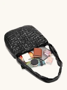 心衍縫流浪包 - 黑色 - 查看 5