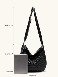 心衍縫流浪包 - 黑色 - 查看 6