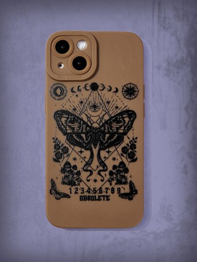 Goth Butterfly & Skull Pattern Phone Case