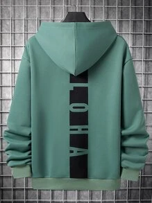 Manfinity Homme Men Letter Graphic Kangaroo Pocket Drawstring Hoodie