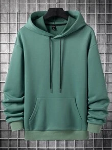 Manfinity Homme Men Letter Graphic Kangaroo Pocket Drawstring Hoodie