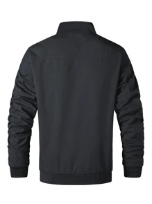 Manfinity Mode Áo khoác Nam Túi Dây kéo màu trơn Giải trí - màu đen - Xem 2