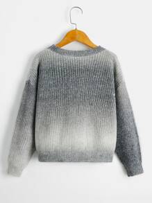 SHEIN Boys Ombre Drop Shoulder Jumper - Grey - View 2