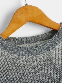 SHEIN Boys Ombre Drop Shoulder Jumper - Grey - View 4