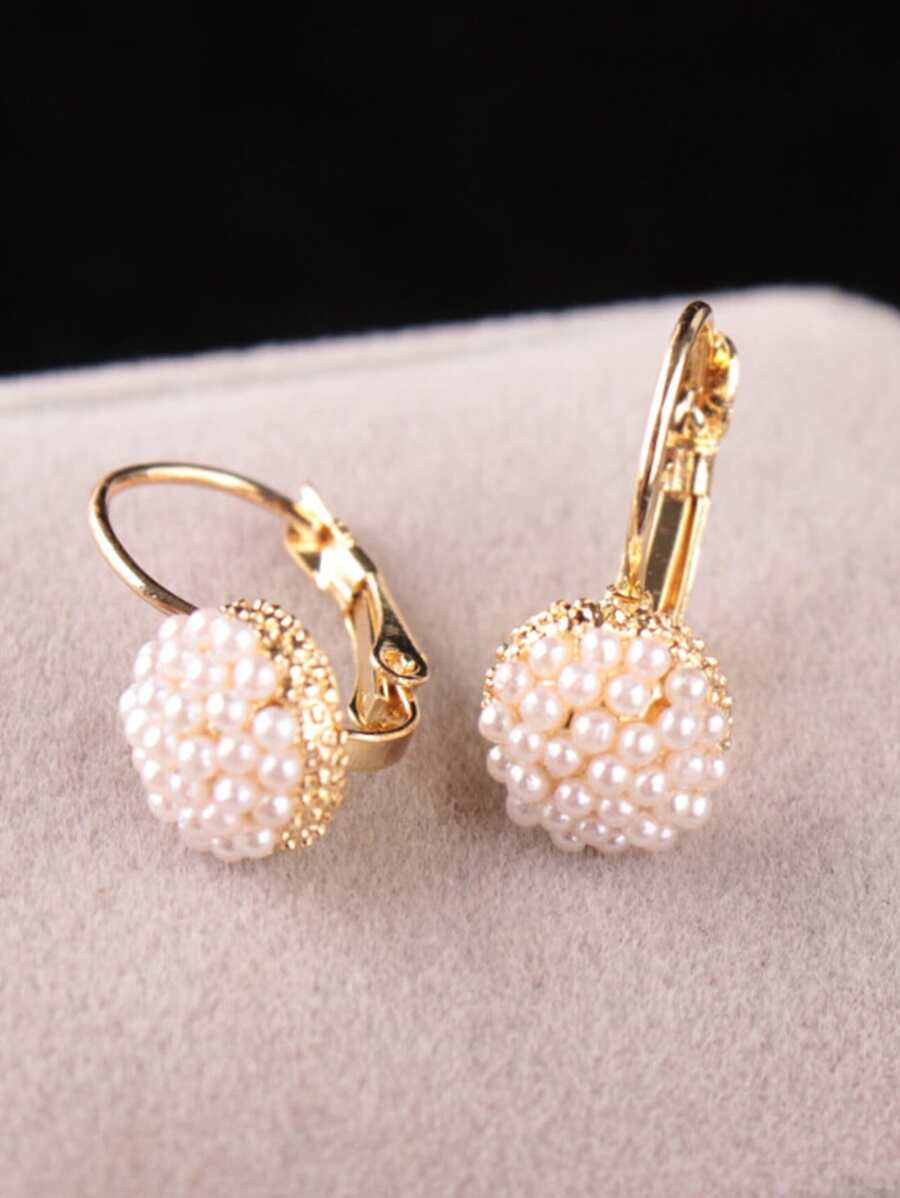 Dellgoo Đồ trang trí Ngọc Trai giả Vòng khuyên tai - Vàng - Xem 1