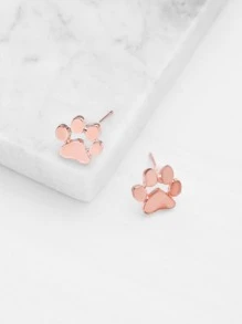 Cartoon Paw Design Stud Earrings - Hoa hồng vàng - Xem 1