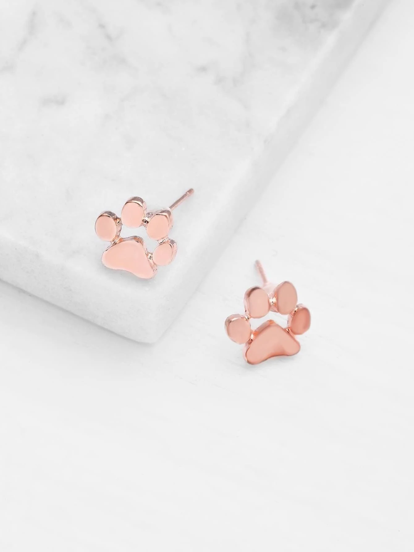 Cartoon Paw Design Stud Earrings - Hoa hồng vàng - Xem 1