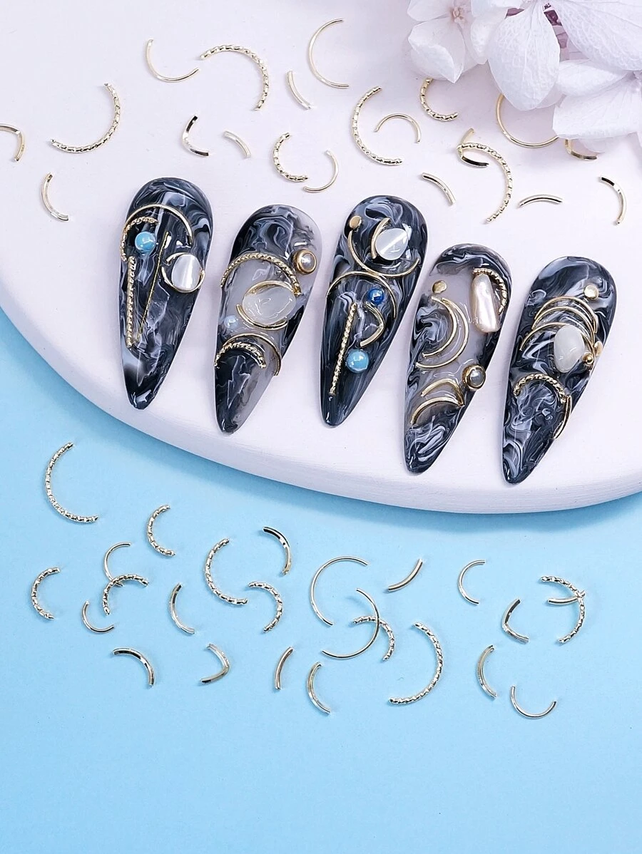 1pack 3D Nail Art Decoration - Gold - View 1