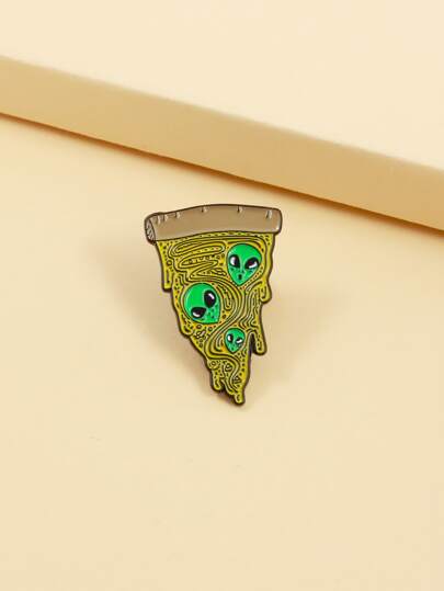 Pizza & Alien Design Brooch