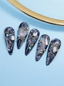 1pack 3D Nail Art Decoration - Gold - View 4