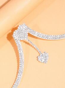 Rhinestone Heart Decor Body Chain - Bạc - Xem 4