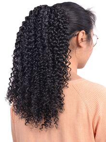Tóc xoăn tổng hợp kiểu đuôi ngựa xoăn vừa - màu đen - Xem 7