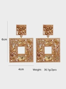 juran Pendientes largos con diamante de imitación cuadrado - Champán - Ver 5