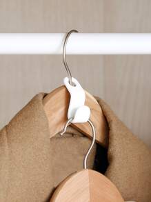 Thick & Fashionable Closet Organizer Cascading Hangers, Space-Saving Clothing Storage Racks With Clips, Household Items - White - View 8