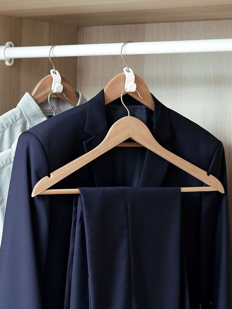 Organizador de armario grueso y de moda con perchas en cascada, estantes de almacenamiento de ropa ahorradores de espacio con clips, artículos para el hogar - Blanco - Añade 8