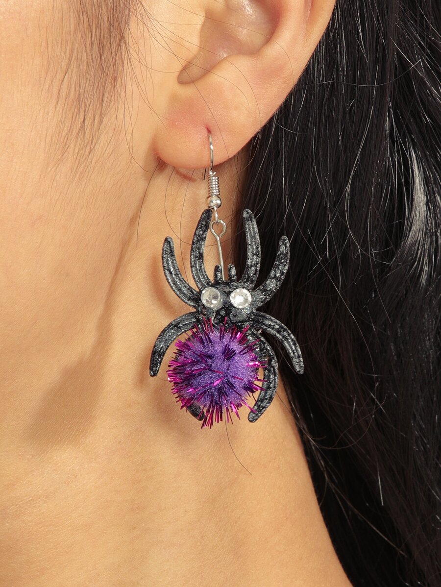 Halloween Spider Drop Earrings - Multicolor - View 1