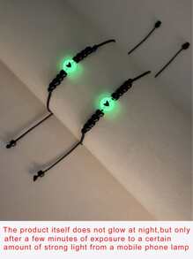 ATLVXJL Fashionable And Popular Men's 2pcs Couple Glow In The Dark Heart Detail Bracelet For Jewelry Gift And For A Stylish Look Valentines,Mom,Mother,Mother's Day,Gift