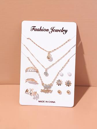 طقم مجوهرات مزين بحجر الراين - 12 قطعة