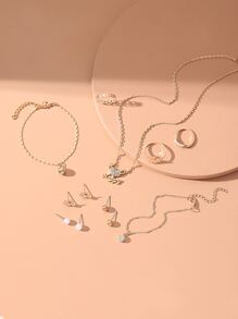 12 cái Rhinestone Trang trí Trang sức Bộ - Vàng - Xem 2