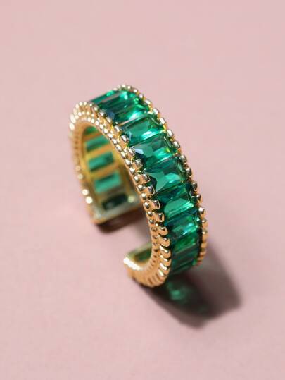 Gemstone Decor Cuff Ring