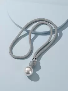 人造珍珠裝飾項鍊 - 銀色 - 查看 11