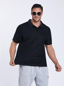 Manfinity Homme Men Plus Solid Polo Shirt - Black - View 5