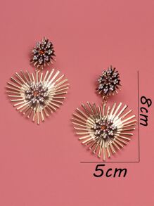 Rhinestone Decor Heart Charm Drop Earrings - Yellow Gold - View 2