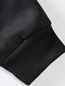 Manfinity Men Plus Letter Graphic Zip Up Drawstring Hoodie Without Tee - Black - View 4