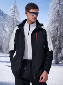 Manfinity Sport Corelite Men Colourblock Zipper Pocket Hooded Sports Jacket - Black - View 3