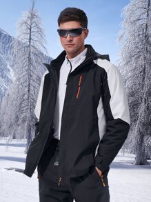 Manfinity Sport Corelite Men Colourblock Zipper Pocket Hooded Sports Jacket - Black - View 6