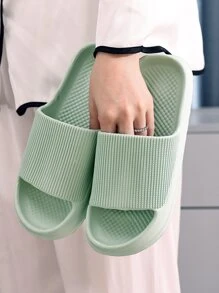 Women's College Style Simple Plastic Slipper With Single Strap - Mint Green - View 2