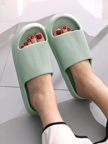 Women's College Style Simple Plastic Slipper With Single Strap - Mint Green - View 4
