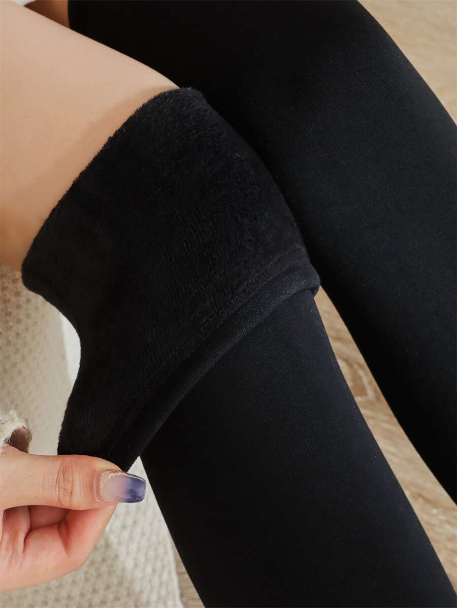 Solid Over The Knee Socks - Black - View 1