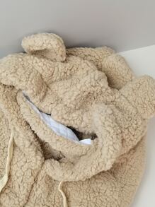 Sombrero con diseño con bordado con diseño de oreja de peluche - Beis - Ver 3