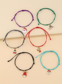 6pcs  Cute Christmas Holiday Woven Bracelets