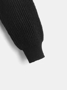 Star Pattern Turtleneck Raglan Sleeve Sweater - Grey - View 4