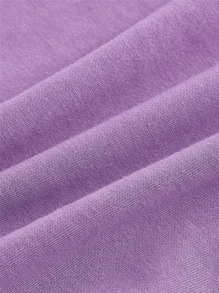 SHEIN EZwear Solid Drop Shoulder Hanky Hem Crop Sweatshirt - Lilac Purple - View 4