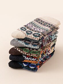 5pairs Men Geo Print Crew Socks - Multicolor - View 2