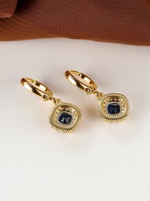 Pendientes largos con diseño de diamante de imitación - azul real - Ver 2