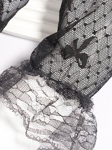 Guantes con patrón de lazo con encaje - Negro - Ver 3